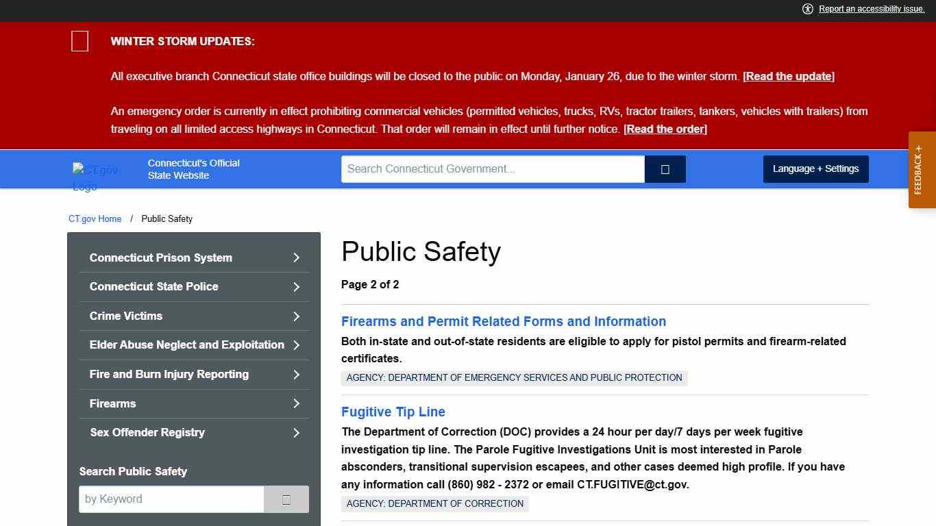 CT.gov: Public Safety