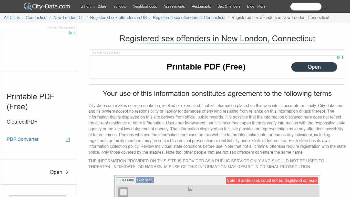 Registered sex offenders in New London, Connecticut - crimes listed, registry-based, living in this city